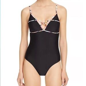 Jessica Simpson Boho Lattice Strappy Back One Piece Swimsuit